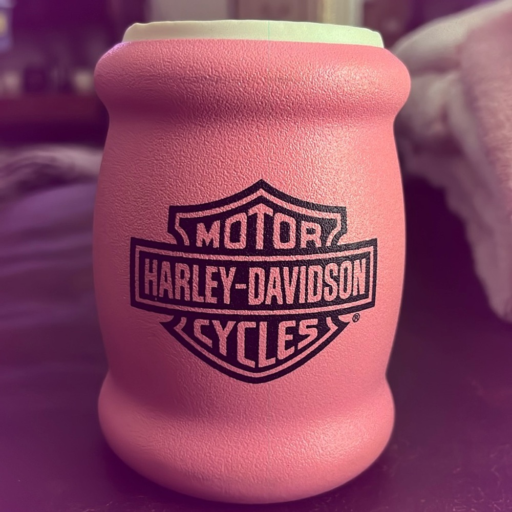 Harley Davidson Baby Pink Soft Foam Beer Drink Coozie